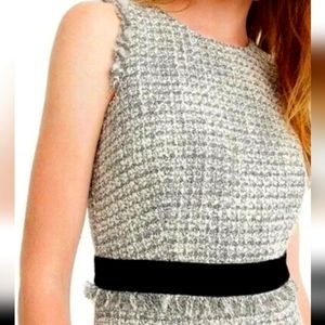 J Crew Sparkle Tweed Black White Wool Sleeveless Sheath Dress size 4
